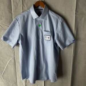 AOKI Tokyo 2020 Olympic Paralympic Games Short Sleeve Button Down Shirt Blue L